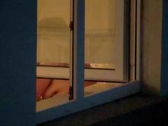 Chubby nerd voyeured in open window: My neighbour