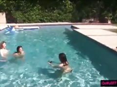 Wild pool party that leads to lesbo sex