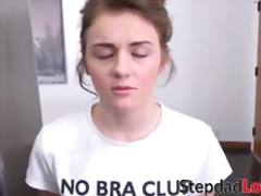 Young hottie shares step daddys big fat POV cock with BFF
